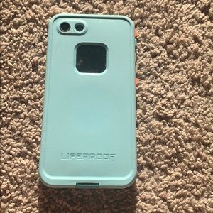 iPhone 8 lifeproof teal and peach phone case